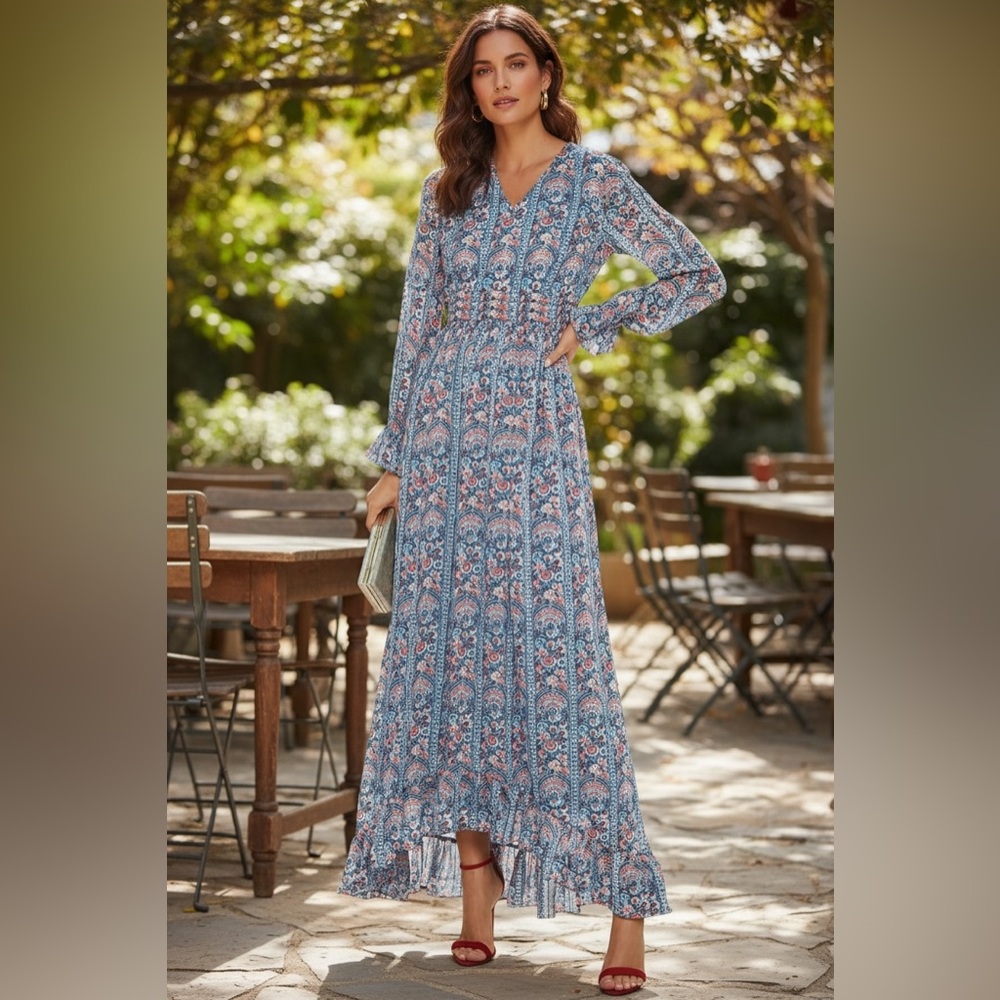 Mikael Aghal Multicolor Long Sleeve Dress NWT